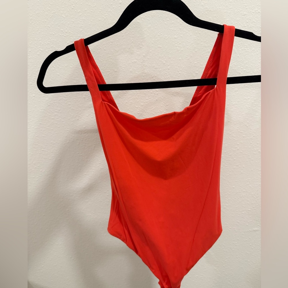 SKIMS Red Scoop Neck Bodysuit